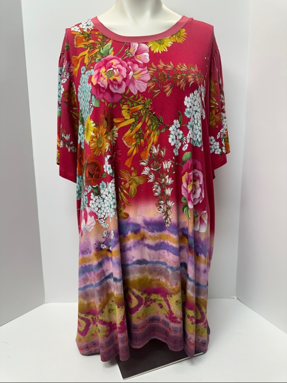 Johnny Was Floral Ombre Short-Sleeve Top